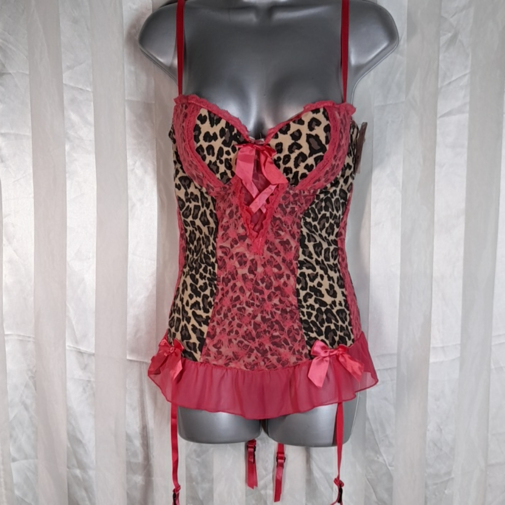Leopard and Pink Teddy/Babydoll padded & wired